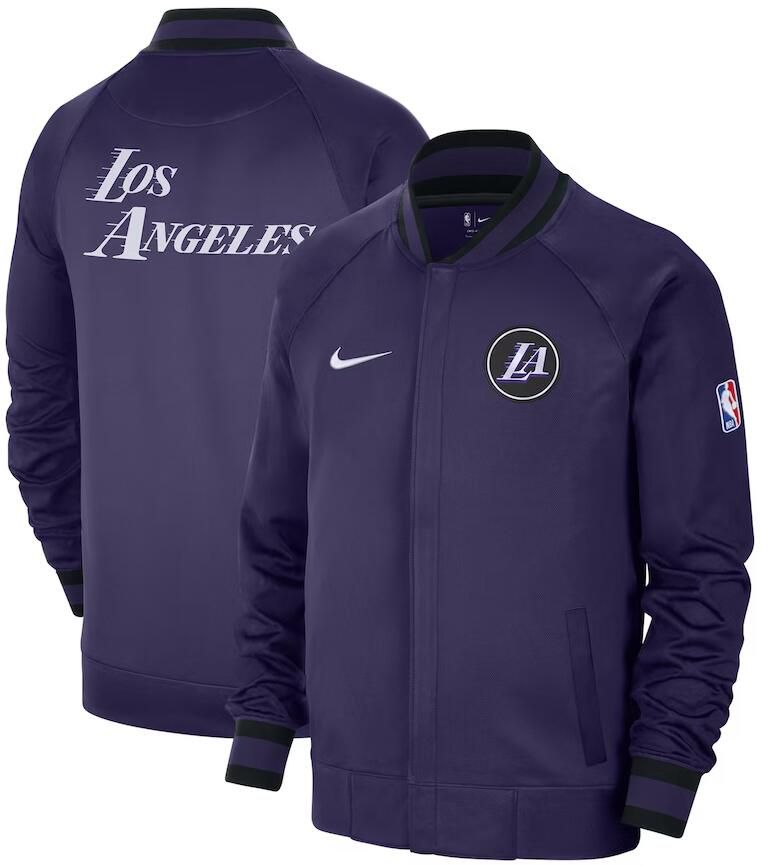 Men Los Angeles Lakers Purple Nike City Edition Full Zip Jacket 2023 NBA Jersey->minnesota timberwolves->NBA Jersey